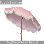 BEACH PARASOL 2m Easy Shade Striped Terracotta outdoor Nook Garden Umbrella
