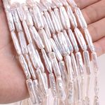 Natural White Freshwater Pearl Toothpick Rectangle Loose Beads Jewelry Making