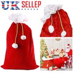 Giant Santa Sack Red Velvet Christmas Xmas Present Gift Bag XL 70x50cm Red UK