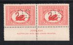 M2961 Australia 1929 SGO120 - 1 1/2d dull scarlet in a JOHN ASH IMPRINT pair.