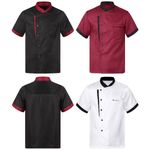 Mens Chef Coat Breathable Button Chef Jacket Kitchen Canteen Uniform With Pocket