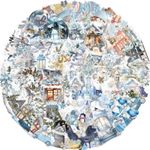 Winter Watercolor Stickers x 10 Transparent Blue Snow Scenes Scrapbooking Craft