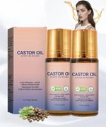 Castor Oil Roll On Organic with Rose Quartz Roller for Skin Hair Eyelashes UK