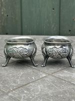 Pair of antique Silver Plated Salt Pots.