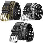 Gothic Studded Belt Rock Rivet Buckle Waistband Men Genuine Leather Belt Punk
