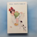 Comic Postcard C1930 Child Climbs Fence Bloomers Rip Dog Bite Frank Gould