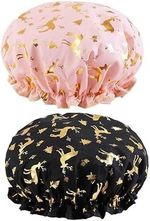 2 Pack Waterproof Shower Caps – Double Layer Hair Protection for Women & Girls
