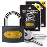 SOL 2pk Heavy Duty Padlocks 40mm Outdoor Security Locks With Keys Shed Gate
