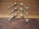 French silver plated knife rests in form of whales (set of 6)