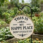 Garden Funny Metal Sign This Is My Happy Place Welcome Sign Home Farm Wall Decor