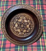 Vintage Plate Hand Carved Mid Century Folk Art -Wooden Craft- Retro