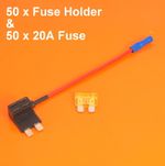High Quality 50 x 12V Add A Circuit Piggy Back Fuse Holder Standard Blade 20 Amp