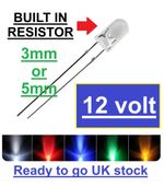12V 3mm 5mm super bright clear lens LED with built in resistor for models trains