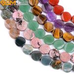 Natural Assorted Gemstones Twisted Loose Beads For Jewelry Making 15" 16mm Coin