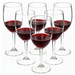 Set of 6 Clear High Quality Plastic Wine Glasses Goblets Indoor Outdoor Reusable