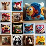 Crocodile Panda Latch Hook Kits Pillowcase Embroidery Cushion Cover Making Kit