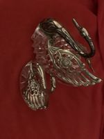 Sterling Silver and Crystal Glass Cellars As A Pair of Swans Vintage C1970