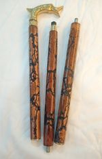 Vintage Style Wooden Walking Cane Golden Fish Handle Nautical Walking Stick 36"
