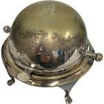 Vintage Silver Plated Domed Butter Dish With Engraved Lid and Initials