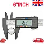 6'' LCD Digital Vernier Caliper Black Micrometer Measure Tool Gauge Ruler 150mm