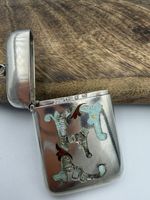 Antique 1899 Sterling Silver Vesta Case WHH Enamel Monogram E Match Safe