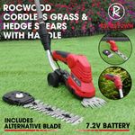 Grass Shears 2 In 1 Garden Electric Cordless Hedge Trimmer RocwooD 7.2V Handle