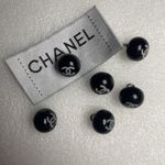 6 Black Pearl’ Chanel Buttons Metal Shank 12mm Black Round Button  READ!