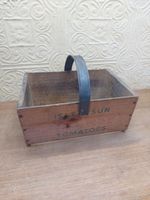 Vintage "Isle Sun Tomatoes" Wooden Trug Basket With Metal Handle Guernsey