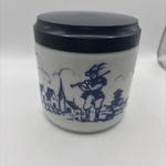 Opaline Storage Jar N.V Willen Sigarenfabrieken Valkenswaard Dutch Vintage Rare
