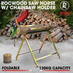 Saw Horse Log Holder RocwooD Folding Metal With Pivoting Chainsaw Clamp
