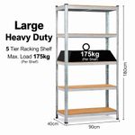 5 Tier Racking Heavy Duty Garage Shelving Storage Shelves Boltless Steel Unit