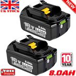 2 Pack For Makita 18V Battery 8.0AH Li-Ion BL1830 BL1850 BL1840 BL1860B LXT Tool