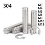 304 Stainless Steel Double Head Grooved Pin With Retaining Rings M3 M4 M5 M6-M12