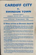 CARDIFF CITY v SWINDON TOWN, 27/07/1977, PRE-SEASON FRIENDLY 