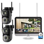 WiFi Security System with 12in Monitor 16CH NVR 2pcs 8MP Wireless Cameras Audio