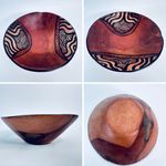 Vintage African Hand Carved Solid Wood Bowl Tribal Folk Art Decorative 15cm
