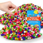 1250 Mini Pom Poms 8mm Multicolour Craft Red White Green Small Pompoms Pack