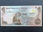 Malta 1 Lira banknote, vintage UNC 1967