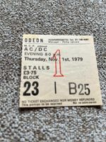 AC/DC Bon Scott ticket Hammersmith Odeon 01/11/79 B25 Highway to Hell tour