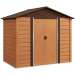 Outsunny 7.7x6.4ft Garden Shed, Tool Storage Sliding Door Wood Effect