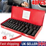 40 Piece Heavy Duty Car Truck Deep Impact Socket Set 1/2" Drive 8- 32mm Metric