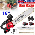 16 inch Cordless Chainsaw,Electric Handheld Wood Cutter + 2Batteries + Charger