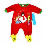 Disney Store Baby Red Polyester Holiday Winnie The Pooh Fleece Pajamas Sz 3-6 MO