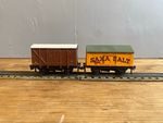 Hornby dublo 2/3-rail vans lot Brown van +Saxa Salt