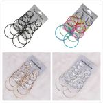 6 Pairs Big Hoop Loop Earrings Jewellery Fashion Silver plated Beading Boho Gift