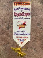 Vintage Silk Bookmark - Knights Templar 41st  Triennial Conclave Cleveland 1940