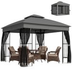 Outsunny 3 x 3 m Garden Gazebo with Shelves, UPF50+ Permanent Gazebo