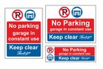 NO PARKING GARAGE IN CONSTANT USE KEEP CLEAR ACCESS METAL PLASTIC SIGN STICKER