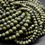 Serpentine Round Beads Mid Green 4mm 6mm - 15", for Jewellery Making