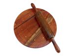 Wooden Handmade Chakla Belan Set | Kitchen Roti Maker Naan Rolling Pin & Board